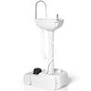 S AFSTAR Portable Camping Sink, Hand Wash Basin Stand w/ 17L Water Tank & Soap Dispenser, Rolling Hand Washing Station w/Towel Holder & Foot Pump, for Garden, Outdoor Sink Hand Wash Station view 1