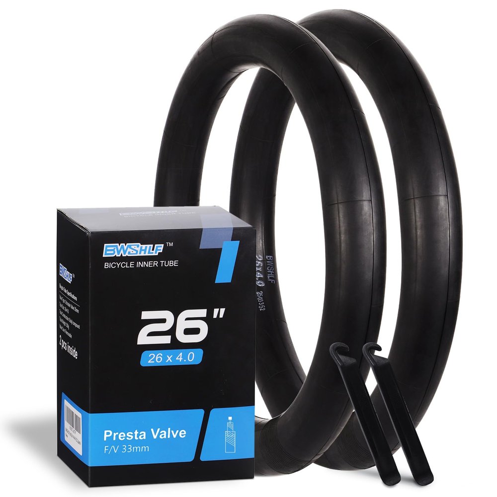 BWSHLF Fat Tire Bike, 26 x 4.0 F/V 33mm Presta Valve Inner Tube, High Air Tightness, Anti-Puncture, with 2 Tire Levers Included 2 Pack