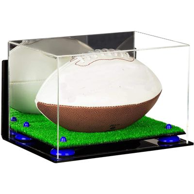 Football Display Case, Durable Clear Display Case with Mirror & Truf Base, Wall Mounted Case for Full Size Footballs, Sports Memorabilia, Collectibles, Keepsakes, Autographed Balls Items (B41/A004)