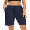 DIBAOLONG Womens Yoga Shorts Loose Comfy Drawstring Lounge Bermuda Shorts with 3 Pockets Navy 2XL view 2