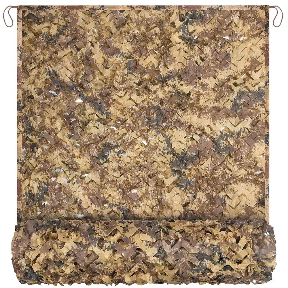 Yeacool Burlap Camo Netting Mesh Camouflage Netting Hunting Blind Net for Military Theme Party Decorations Backdrop Sunshade Car Cover Camping Shooting (Digtial Desert, 13ftx20ft, 4m*6m)