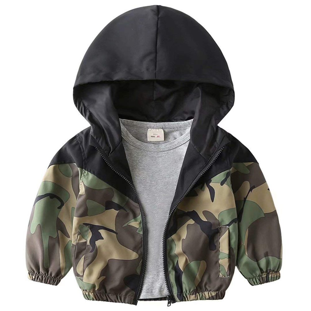 Banibear Baby Boys Camo Hooded Jacket Windbreakers Outerwear, Camo, Size 12 Months (Tag90)