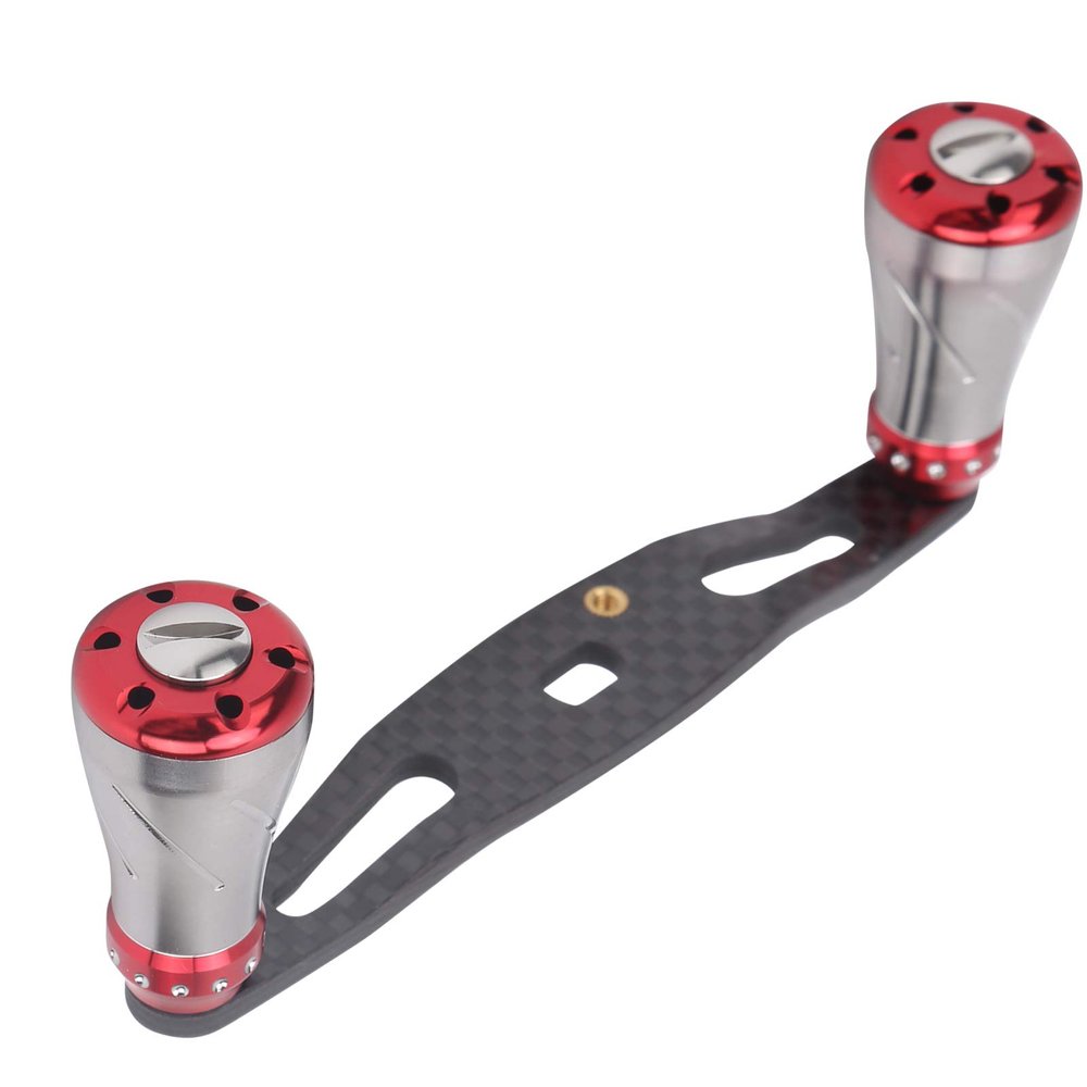 95MM Left Right Fishing Wheel Knob Replacement, Carbon Metal Reel Handle Reel Rocking Handle Grip(RED)