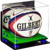 Better Display Cases Acrylic Rugby Ball Display Case with Mirror, Navy Blue Risers, Wall Mount and Turf Base (B41/A004) view 1