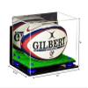 Better Display Cases Acrylic Rugby Ball Display Case with Mirror, Navy Blue Risers, Wall Mount and Turf Base (B41/A004) view 2