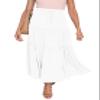 HAEOF Women's Summer Flowy Boho Maxi Skirt A Line Pleated Tiered Long Skirts with Pockets Fashion Beach Vacation Outfits (White, M) view 1