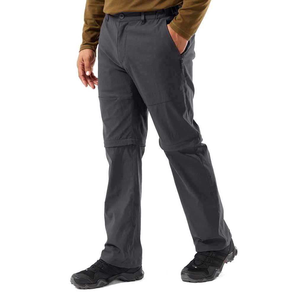 Craghoppers Kiwi Pro Men's Casual Trousers Stretch Zip-Off Trousers Men, Dark Lead, 42