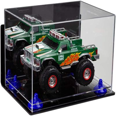Better Display Cases Versatile Acrylic Display Case - Medium Rectangle Box with Mirror, Dark Blue Risers, Wall Mount and Clear Base 12" x 8.25" x 8" (V41/A004)