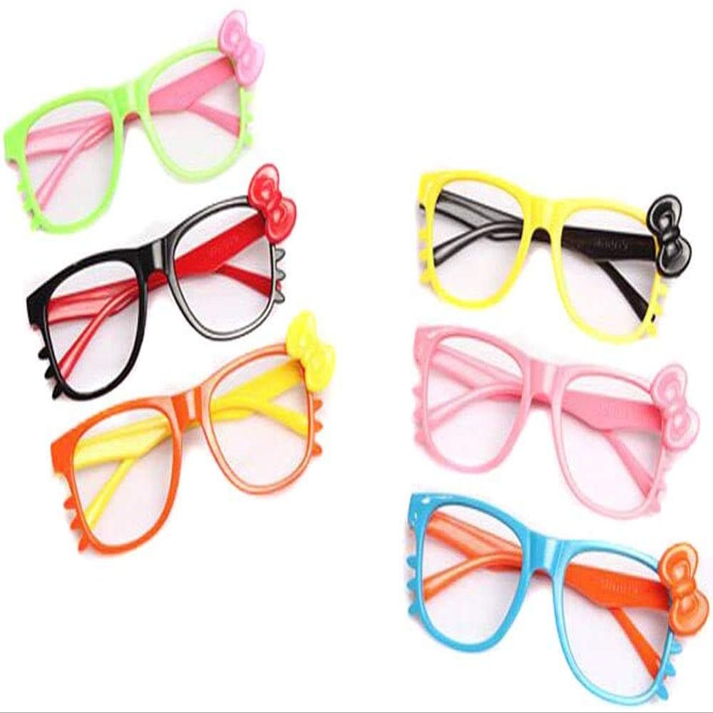 Fodattm Set of 6 Children Kids Cute Bowknot Glasses Frame Without Lenses Nerdy Retro Glasses Party Supplies
