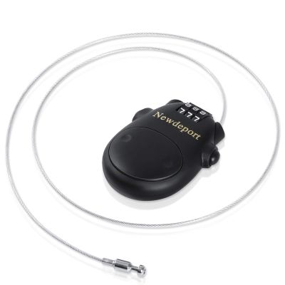 Newdeport Snowboard Cable Lock: 29.5 Inch Retractable Steel Cable - Bike, Helmet, Luggage, Stroller, Travel & Mini Ski Lock - Black