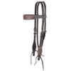 Circle Y Bronco Blue Texas Flower Durable Leather 5/8" Browband Headstall with Standard Cheek Style, Tie Bit Ends & Adjustable Length | Western Horse Tack for Riding & Shows, Chocolate, One Size view 1