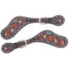 Circle Y Women's & Youth Bronco Blue Texas Flower Durable Leather Western Spur Straps with Stainless Steel Buckle & Hand-Tooled Texas Floral Filigree | Horse Tack for Equestrian Sports view 1