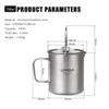 Lixada Titanium Cup Camping Coffee Mug 750ml Outdoor French Press Pot, Camp Cooking Pot, Coffee Maker with Lid, Multi-Functional Travel Mug for Outdoor Camping, Hiking, Picnic, Backpacking view 2