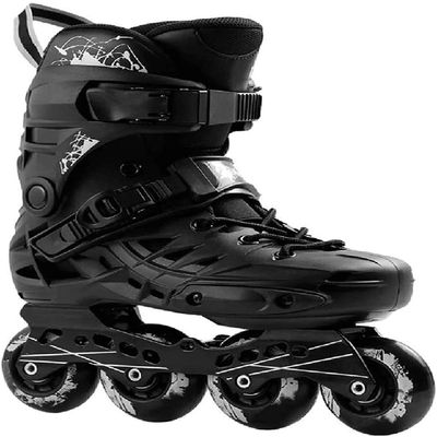 WSJYP Outdoor Inline Skates, Adults Black Sports Fitness Professional Single Row Skates, Comfortable Breathable Roller Skates,Black-9UK