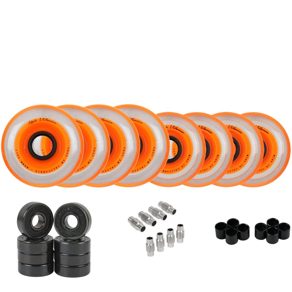 Labeda Millennium Gripper Roller Hockey Wheels + Hybrid Ceramic Bearings Orange Soft 76A 76mm