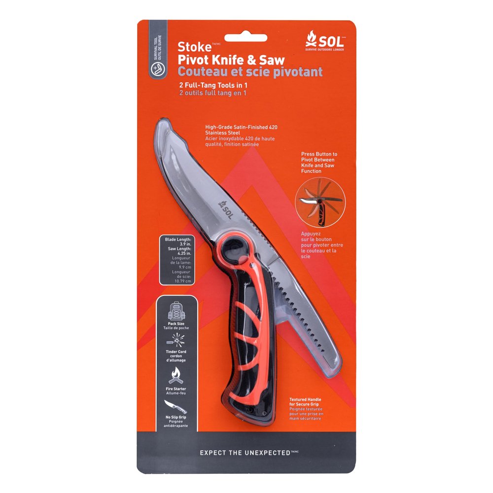 Survive Outdoors Longer Stoke Pivot Survival Folding Knife & Saw