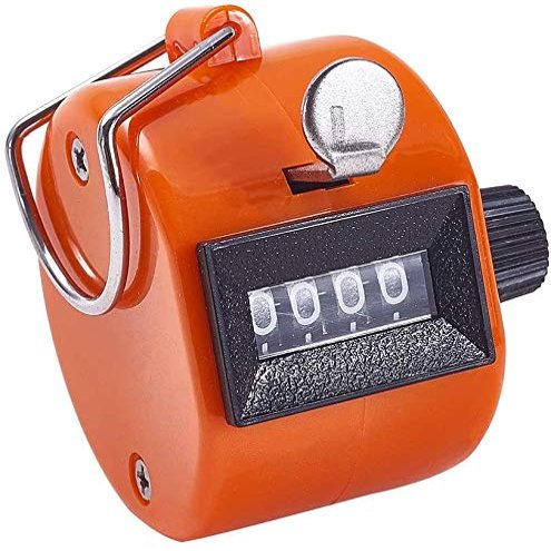 White Deer Hand Tally Counter 4 Digit Number Dual Clicker Golf Handy Convenient (Orange)
