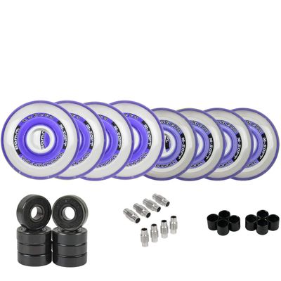 Labeda Millennium Gripper Roller Hockey Wheels + Hybrid Ceramic Bearings Purple X-Soft 74A 76mm