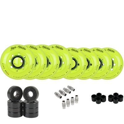 Labeda Addiction Roller Hockey Wheels + Hybrid Ceramic Bearings Yellow 76A 76mm/80mm Hilo