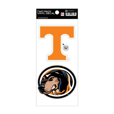 Rico Industries NCAA Tennessee Volunteers Power T and Smokey Logos Double Up Die Cut 2-Piece Sticker Sheet