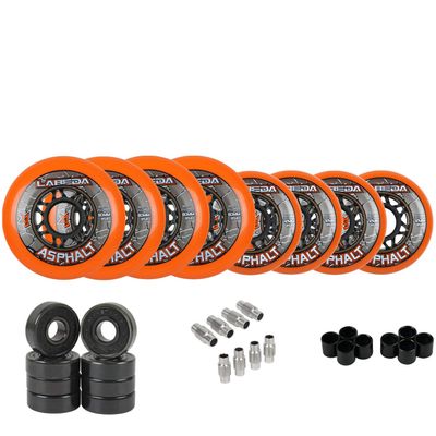 Labeda Gripper Asphalt Outdoor Inline Roller Hockey Wheels + Hybrid Ceramic Bearings 76mm 85A Orange