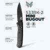 Benchmade - Mini Bugout, Outdoor, EDC Folding Knife, Drop-Point Blade with Black Carbon Fiber Elite Handle (533BK-2) view 2