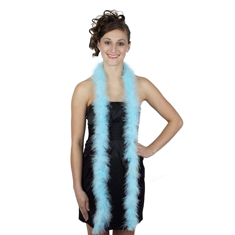 ZUCKER Marabou Feather Boas - Fluffy Costume Accessories, for Halloween Party, Carnival, Crafts, Dancing - Light Turquoise - 3-Pack
