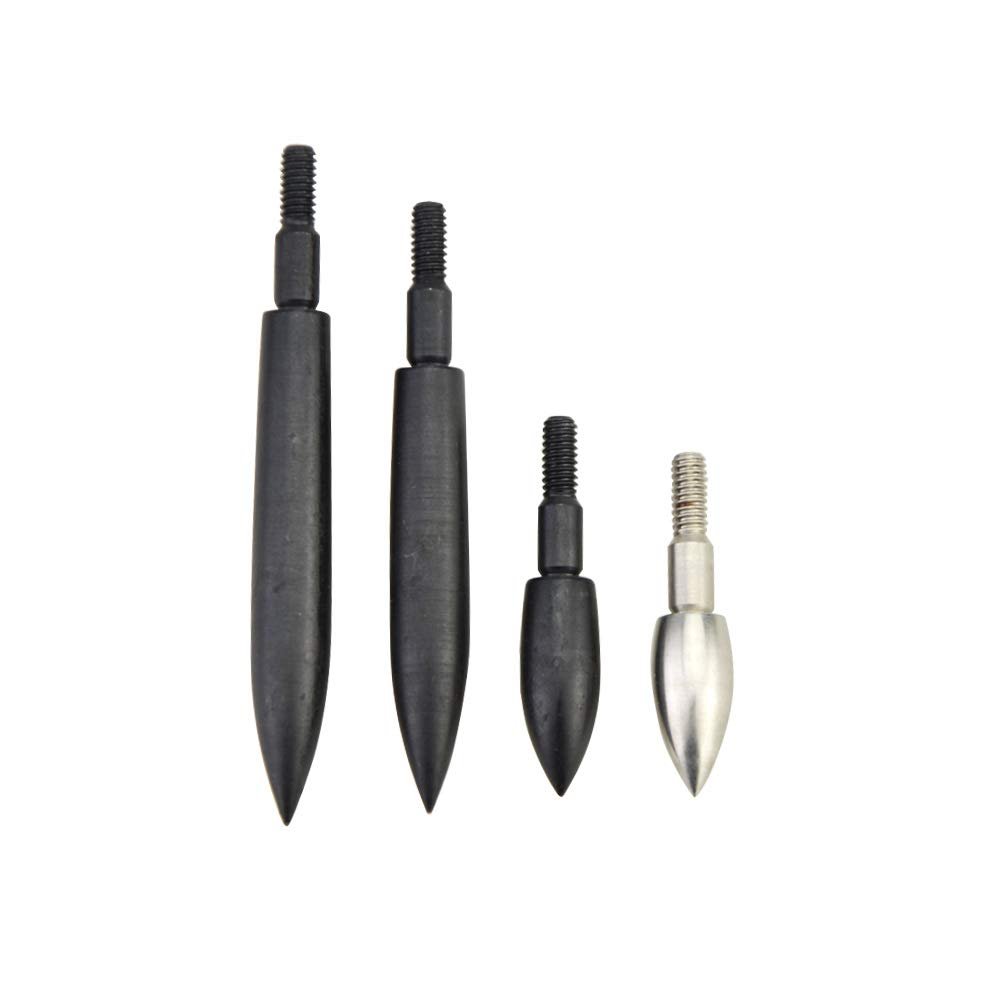 SHARROW Archery 12 pcs Arrow Tips Practice Field Tips 100/125/150/200/250/300/350 Grain Bullet Points Screw-in Broadheads for Compound Recurve Bow Hunting Accessory (Black, 300 Grain)