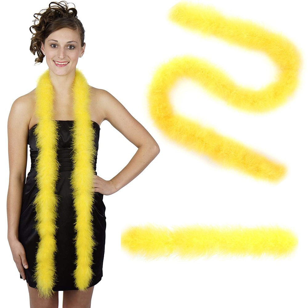 ZUCKER Marabou Feather Boas - Fluffy Costume Accessories, for Halloween Party, Carnival, Crafts, Dancing - Yellow - 3-Pack