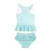 Yeahdor Baby Girls Two Piece Swimsuit Striped Ruffles Tank Top with Bottoms Beach Bathing Suit Mint Green 6 view 2