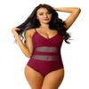 renvena Women One Piece Swimwear V Neck Beachwear Halter Tummy Control Bathing Suit Swimsuit Summer Outfits Wine Red Medium view 1
