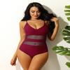 renvena Women One Piece Swimwear V Neck Beachwear Halter Tummy Control Bathing Suit Swimsuit Summer Outfits Wine Red Medium view 3