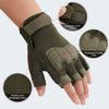 FIORETTO Fingerless Gloves for Airsoft Shooting Half Finger Hunting Hiking Cycling Driving Motorcycle Climbing Work Gloves Green Small view 2