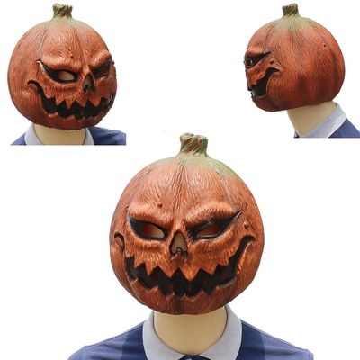 GOODKSSOP Cosplay Creepy Horror Pumpkin Head Funny Scary Halloween Mask Terror Full Face Helmet Carnival Christmas Xmas Festival Party Supplies Costume Mask Props