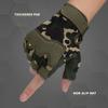 FIORETTO Fingerless Gloves for Airsoft Shooting Half Finger Hunting Hiking Cycling Driving Motorcycle Climbing Work Gloves Green Camo Large view 3