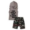 FYBITBO Toddler Baby Boy Shorts Set Hoodie Sleeveless Shirts Tank Top and Camo Shorts 2pcs Summer Clothes Outfit Set (18-24 Months,B-Grey) view 1