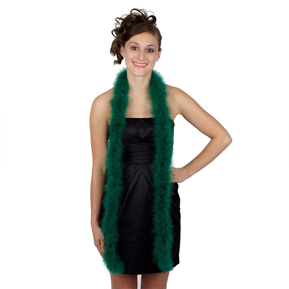 ZUCKER Marabou Feather Boas - Fluffy Costume Accessories, for Halloween Party, Carnival, Crafts, Dancing - Forest Green - 3-Pack