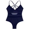 renvena Women One Piece Swimwear V Neck Beachwear Halter Tummy Control Bathing Suit Swimsuit Summer Outfits Navy Blue Medium view 4