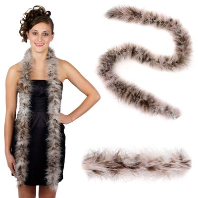 ZUCKER Marabou Feather Boas - Fluffy Costume Accessories, for Halloween Party, Carnival, Crafts, Dancing - Coffee Cream Mix - 3-Pack