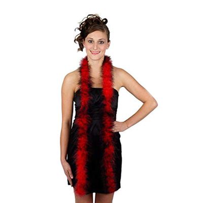 ZUCKER Marabou Feather Boas - Fluffy Costume Accessories, for Halloween Party, Carnival, Crafts, Dancing - Red/Black - 3-Pack