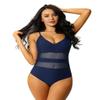 renvena Women One Piece Swimwear V Neck Beachwear Halter Tummy Control Bathing Suit Swimsuit Summer Outfits Navy Blue XX-Large view 1