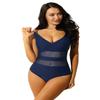 renvena Women One Piece Swimwear V Neck Beachwear Halter Tummy Control Bathing Suit Swimsuit Summer Outfits Navy Blue XX-Large view 2
