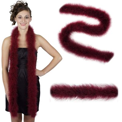ZUCKER Marabou Feather Boas - Fluffy Costume Accessories, for Halloween Party, Carnival, Crafts, Dancing - Burgundy - 3-Pack