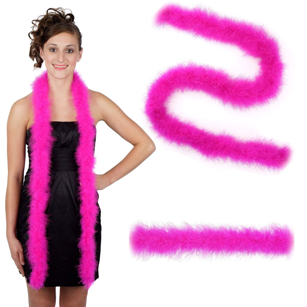 ZUCKER Marabou Feather Boas - Fluffy Costume Accessories, for Halloween Party, Carnival, Crafts, Dancing - Shocking Pink - 3-Pack