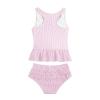 Yeahdor Baby Girls Two Piece Swimsuit Striped Ruffles Tank Top with Bottoms Beach Bathing Suit Pink 1-2 view 2