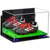 Better Display Cases Acrylic Kids Shoes Display Case - Medium Rectangle Box with Mirror Case, Navy Blue Risers, Wall Mount and Turf Base 12" x 8.25" x 8" (V41/A004) view 1