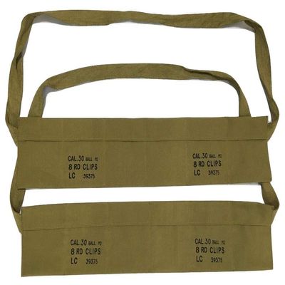 (Pack of 2) US Army Cotton Cloth Bandolier for M1 Garand Cotton Cloth Cover - US Olive Color
