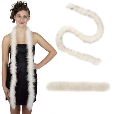 ZUCKER Marabou Feather Boas - Fluffy Costume Accessories, for Halloween Party, Carnival, Crafts, Dancing - Ivory - 3-Pack