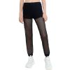 Moggemol Girls Mesh Patchwork 2-Stripes Sports Pants Joggers Sweatpants for Workout Running Training Black 8 view 1