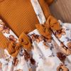 Okbabeha Infant Newborn Baby Girl Summer Floral Shorts Outfit Ruffle Shirt Suspender Shorts with Headband 3pcs Clothes Set (Brown, 12-18 Months) view 4